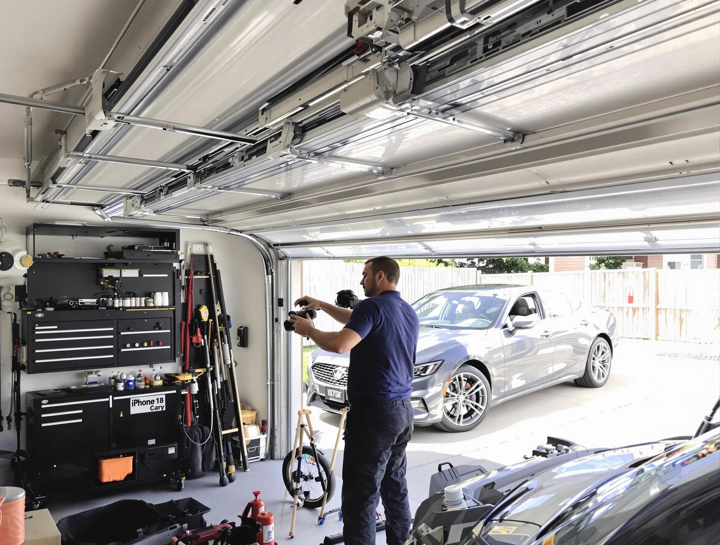 Needham Garage Door Repair technician fixing noisy garage door in Needham