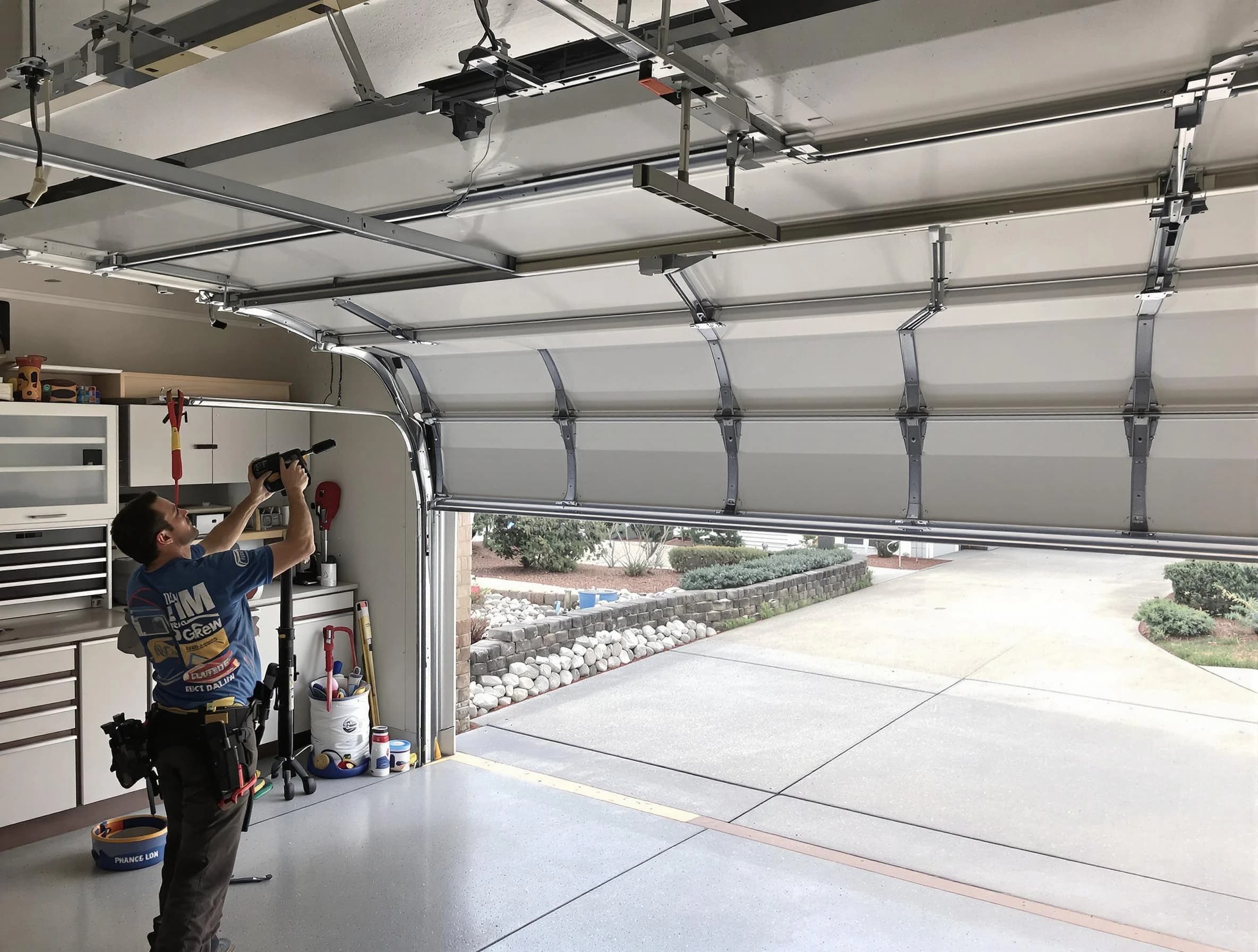 Garage door track repair service by Needham Garage Door Repair in Needham