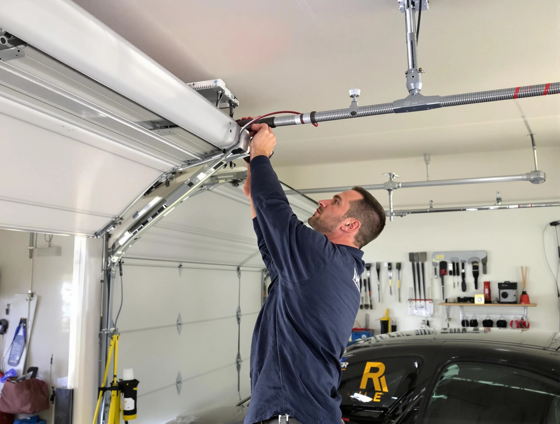 Needham Garage Door Repair technician performing garage door cable repair in Needham